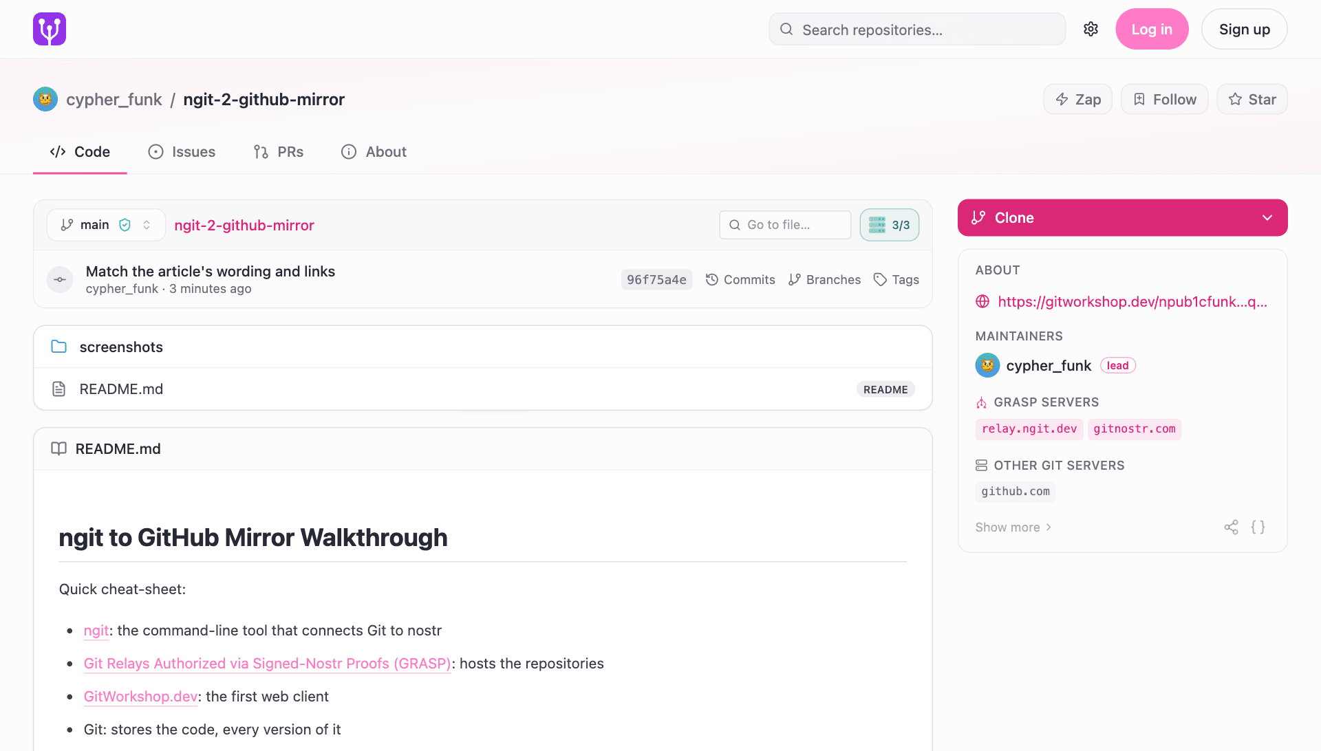 The mirrored repository on GitWorkshop.dev